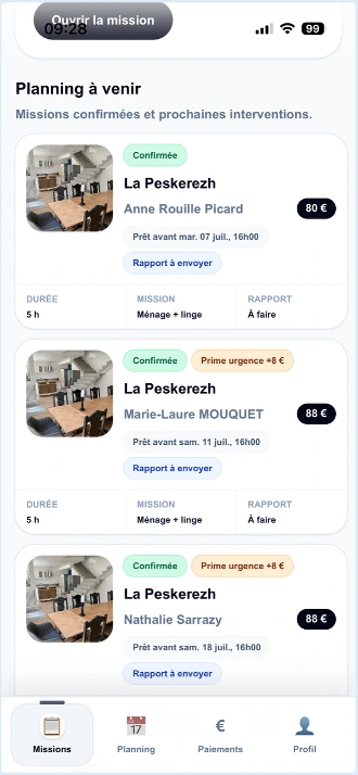 Missions de ménage et d’entretien dans Pilotys